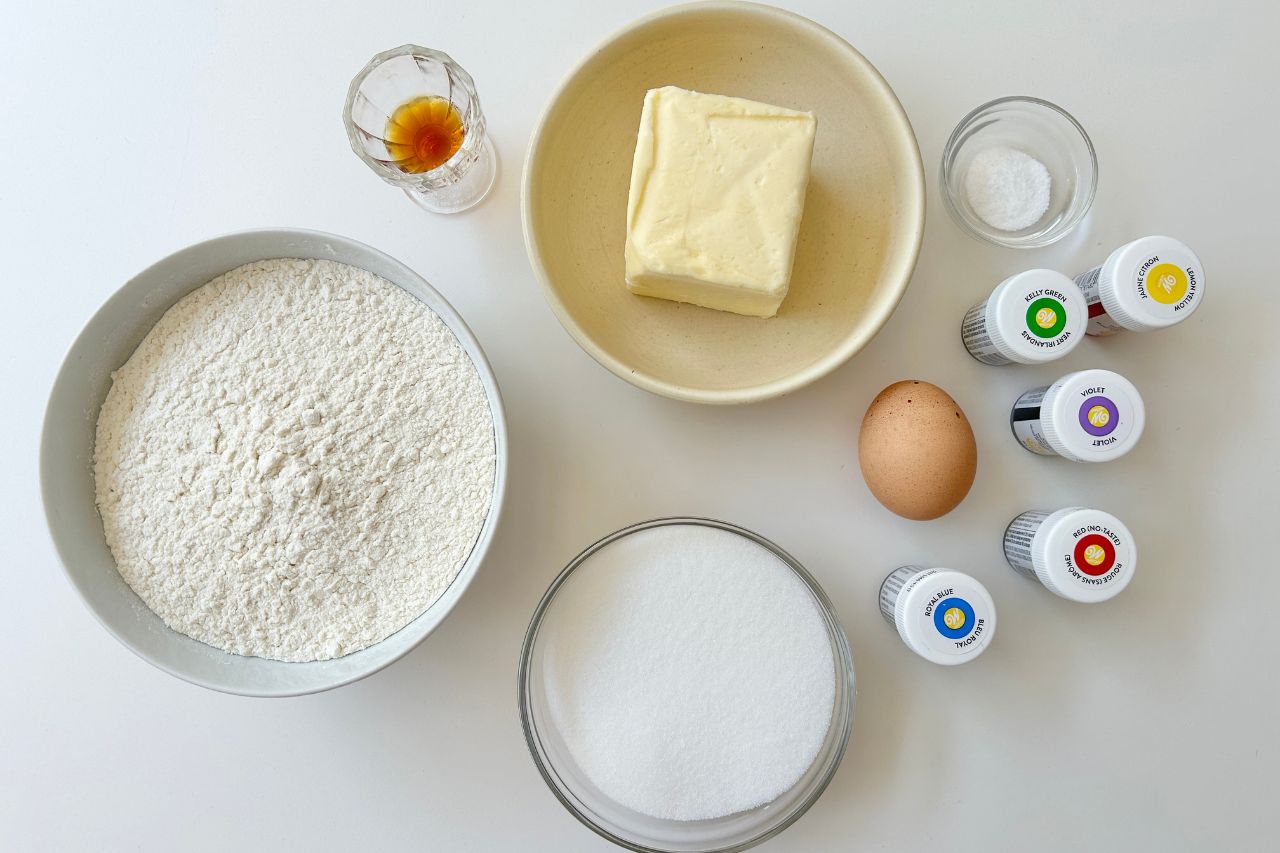 Rainbow cookies prep