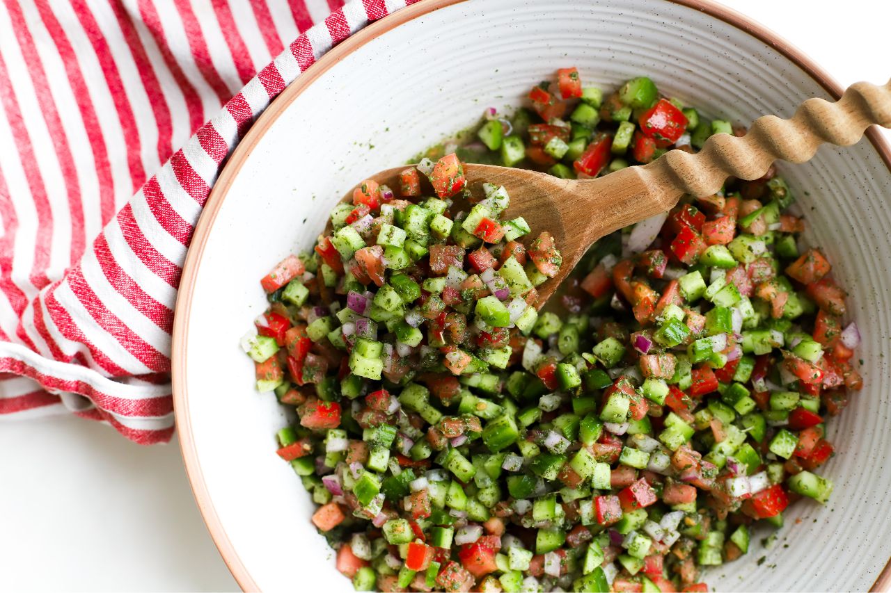 Shirazi salad in a bowl