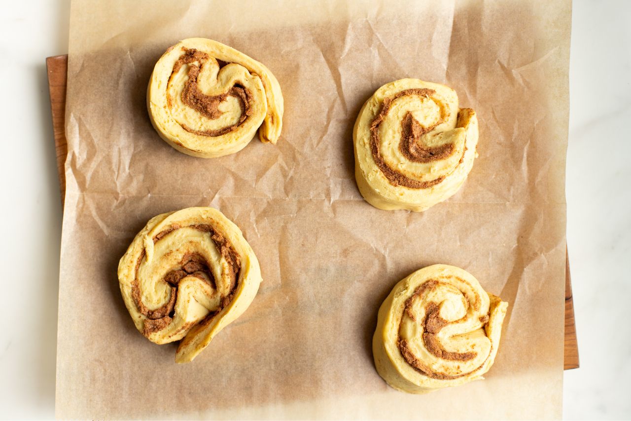 Cinnamon Bun Grilled Cheese on baking tray