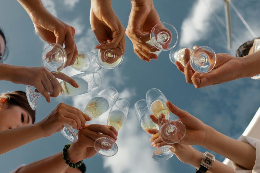 Group of friends cheersing