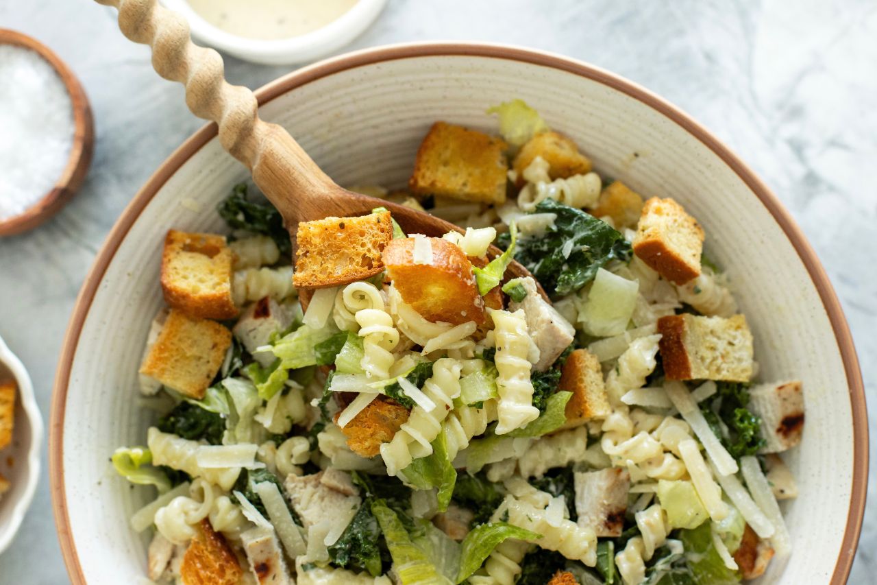 Chicken Caesar pasta salad