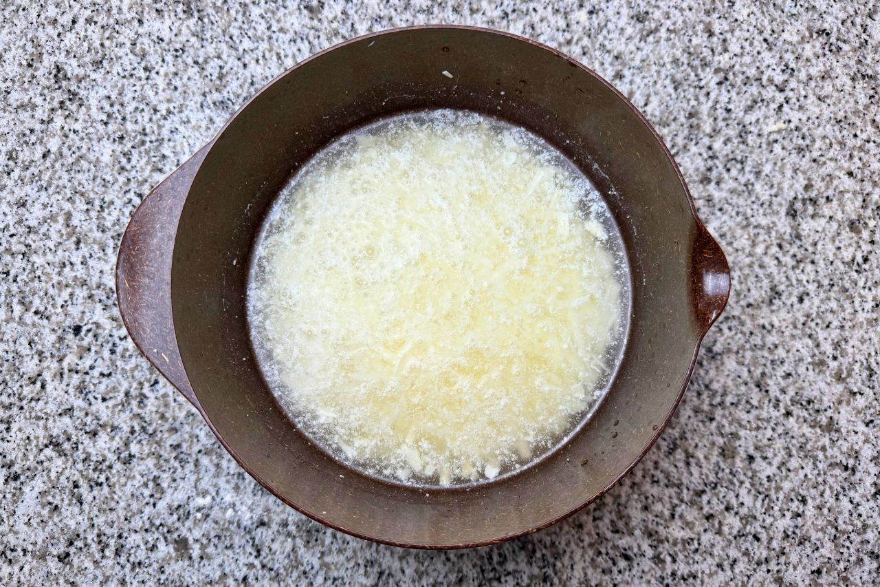 Akkawi cheese soaking in water