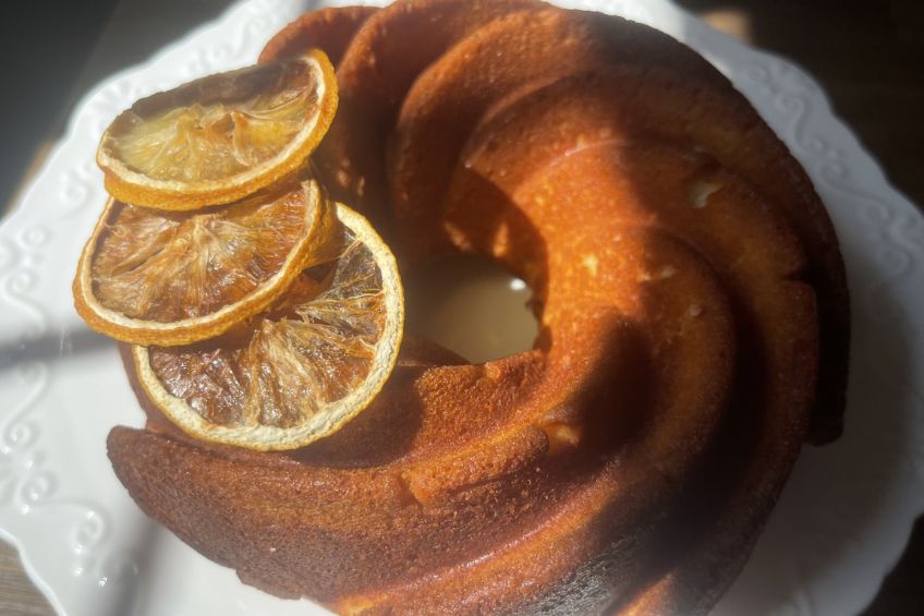 greek yogurt olive oil cake complete with dehydrated lemons