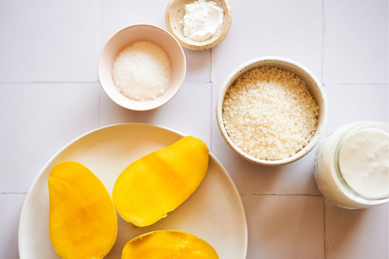 Mango sticky rice prep