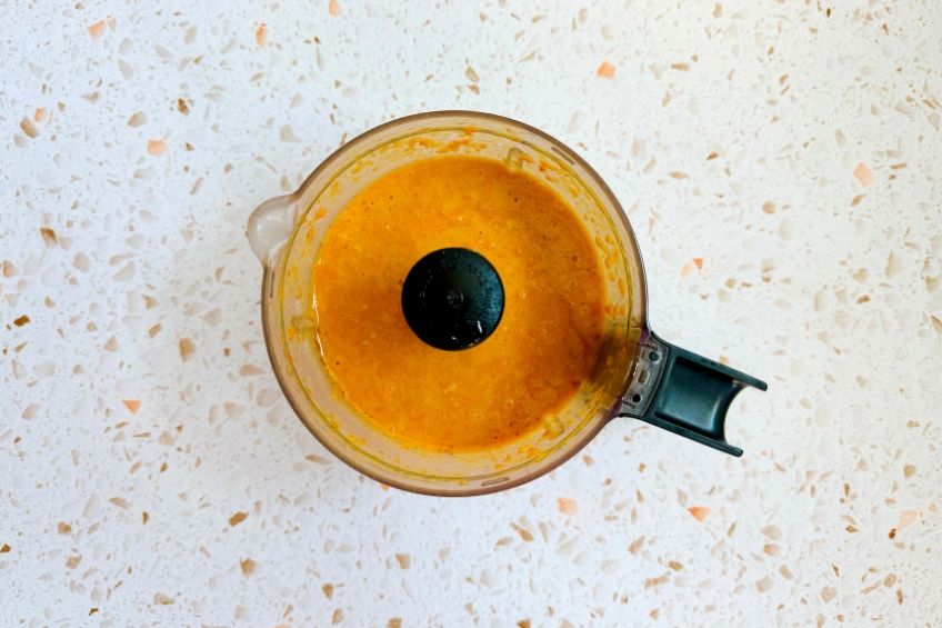 Carrot miso dressing in a food processor