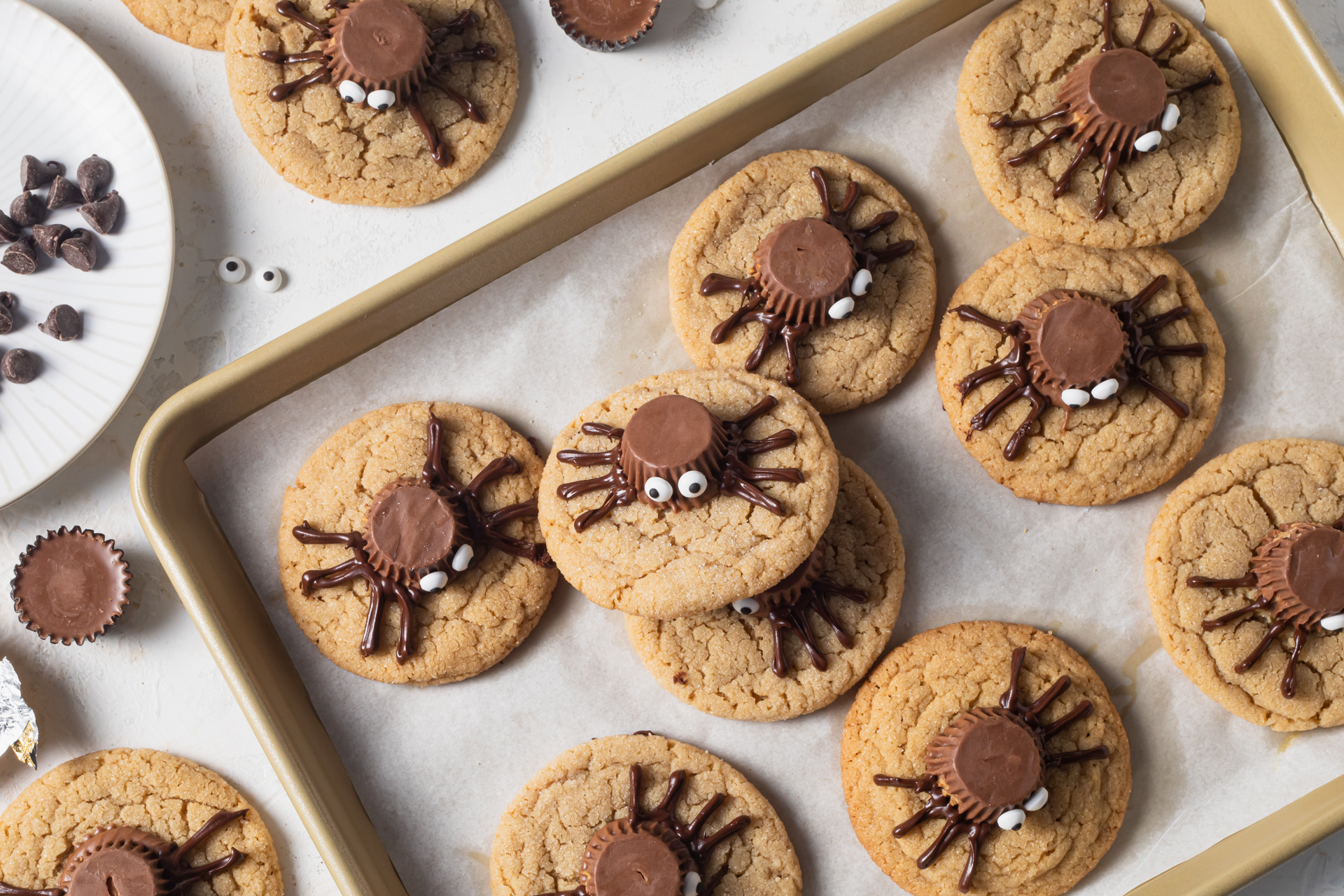 Peanut butter spider cookies