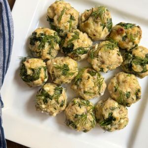 Baked Turkey Meatballs with Spinach and Feta