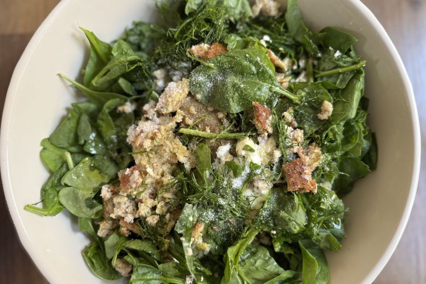 spinach feta turkey meatballs in a mixing bowl