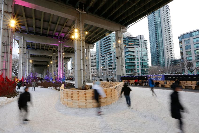 people skating at the Bentway