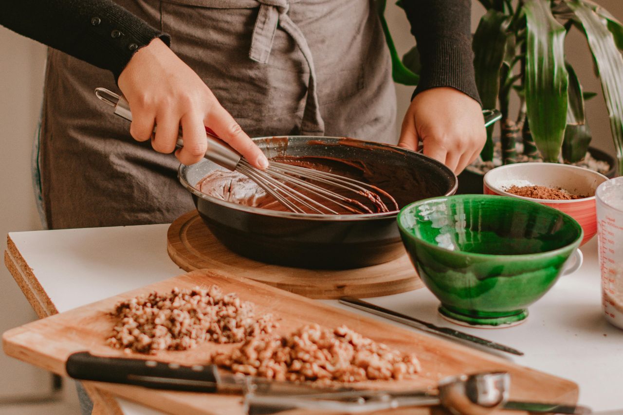 Person mixing baking ingredients- egg replacements