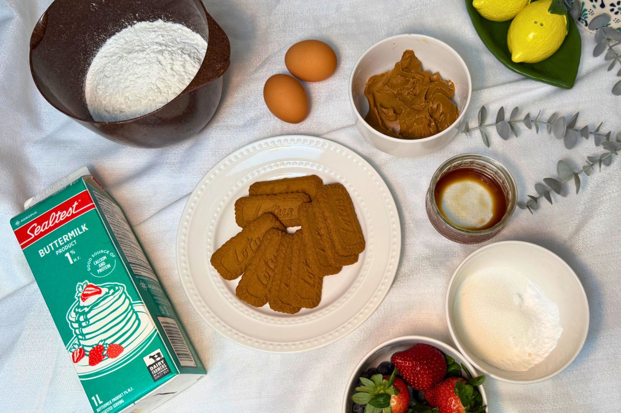 Biscoff Pancakes prep