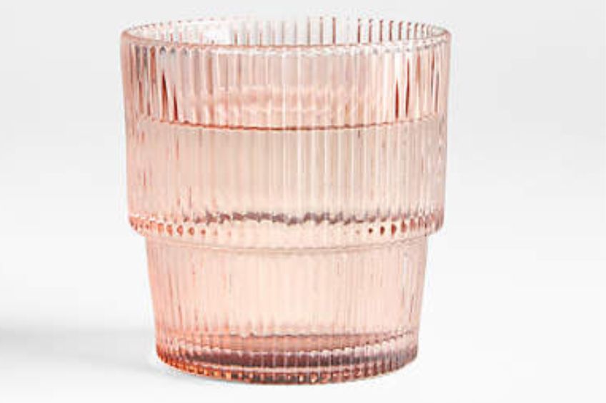 Pink ribbed glass