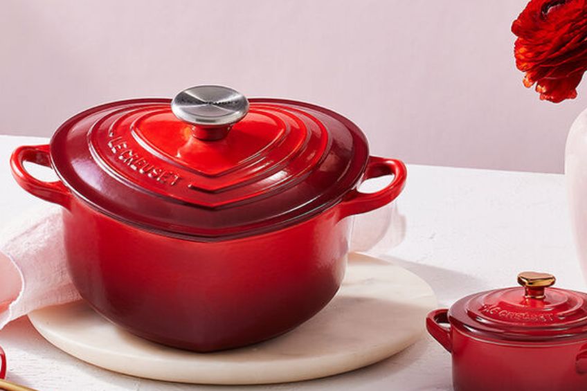 Red Le Creuset Red heart shaped cocette