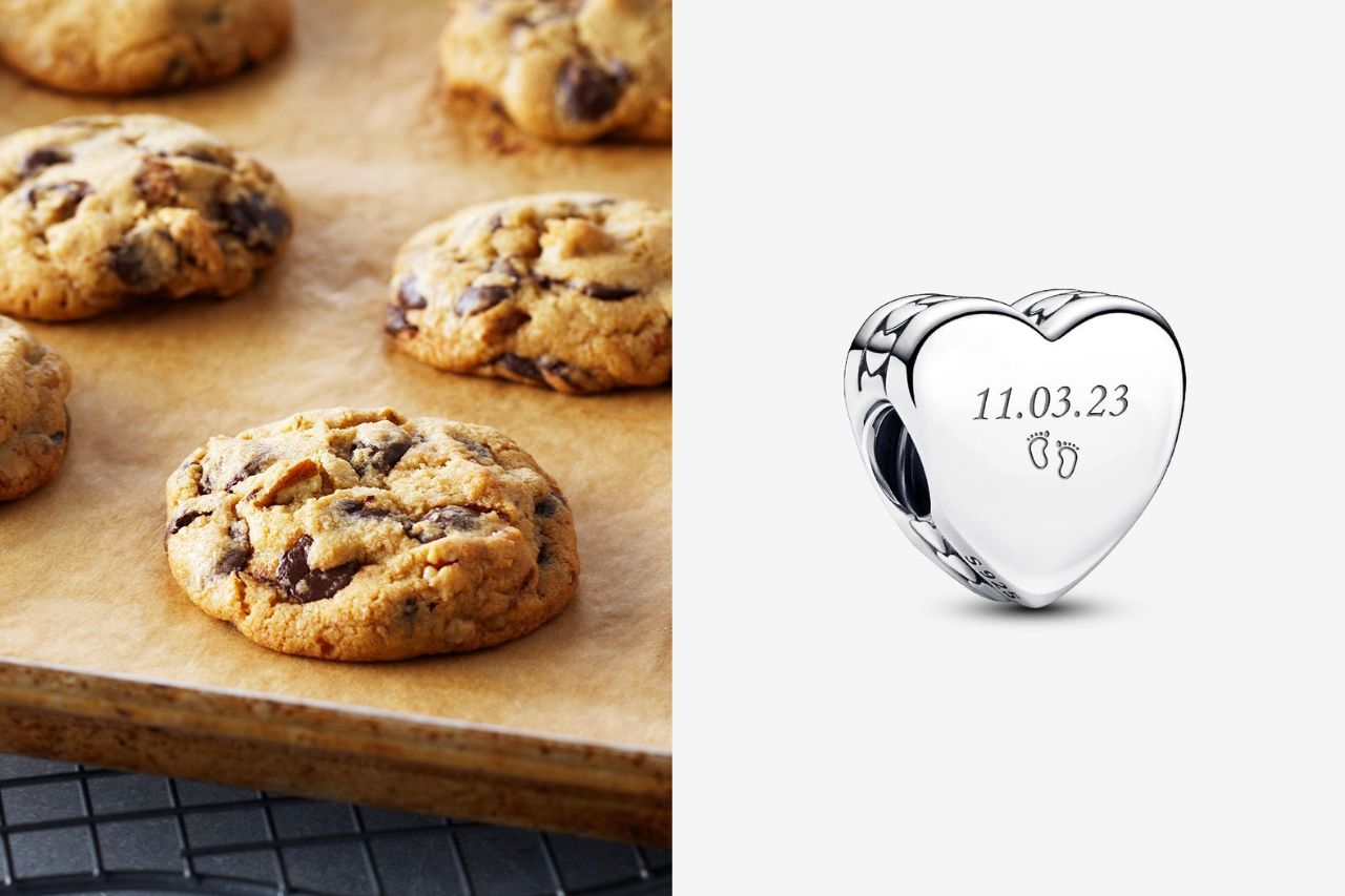 chocolate chip cookie and engravable heart