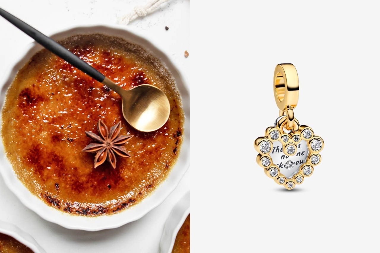 creme brulee and sparkle heart