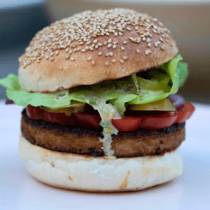 Glazed Quinoa Tempeh Burgers