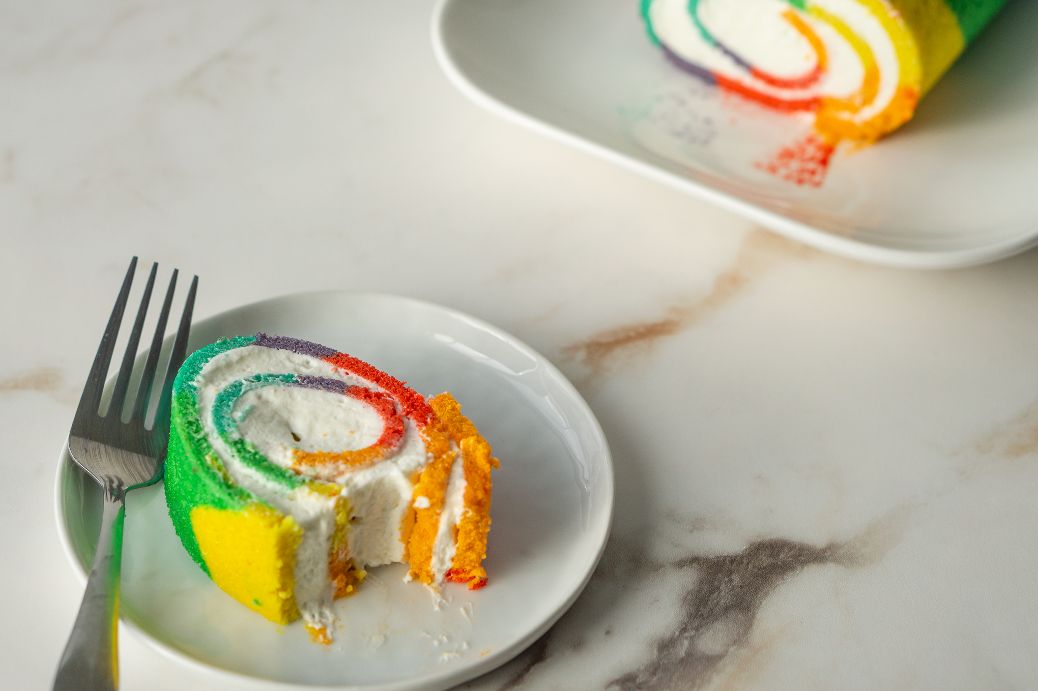 Rainbow Swiss Roll Cake