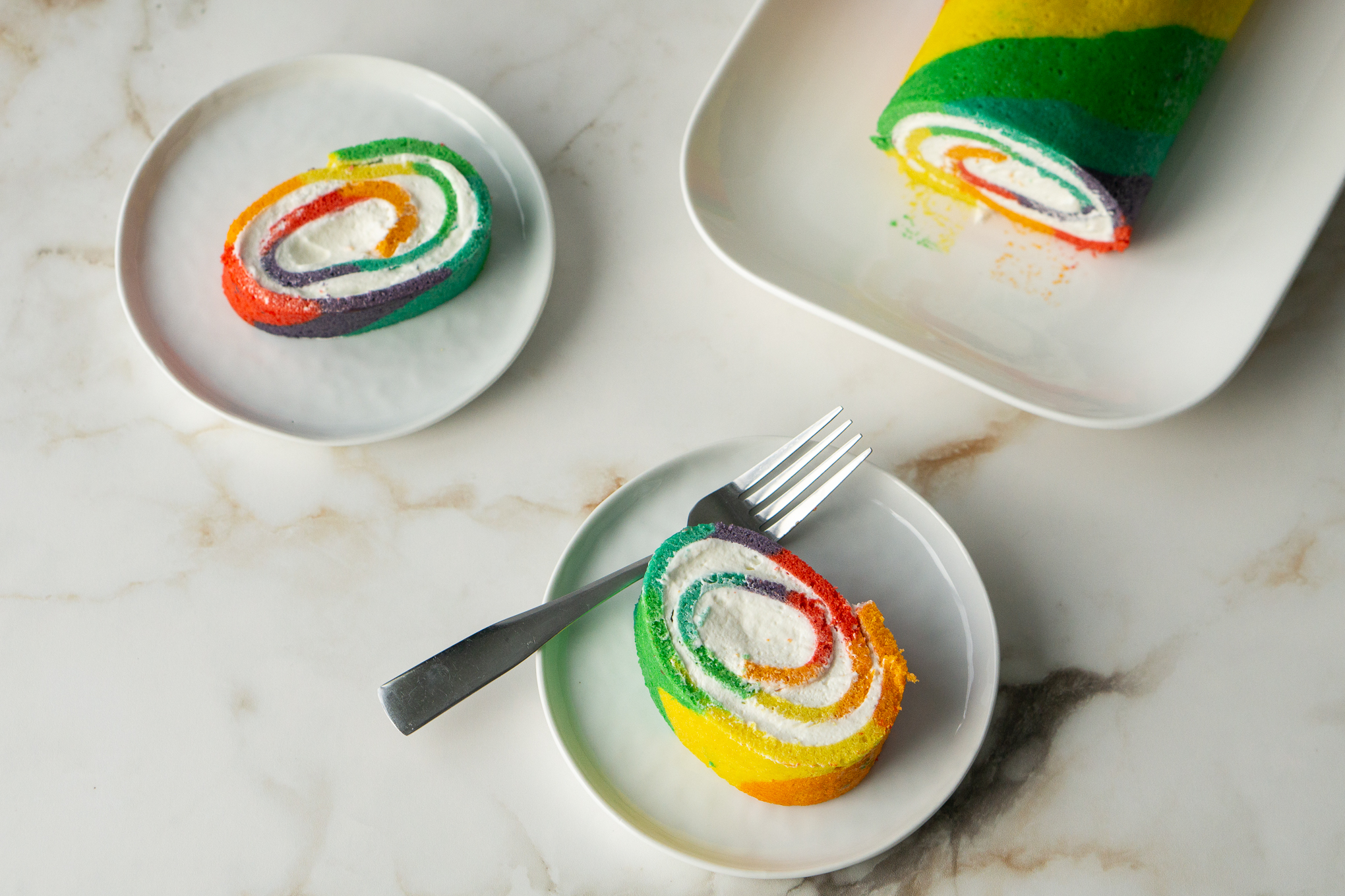 Rainbow Swiss Roll Cake