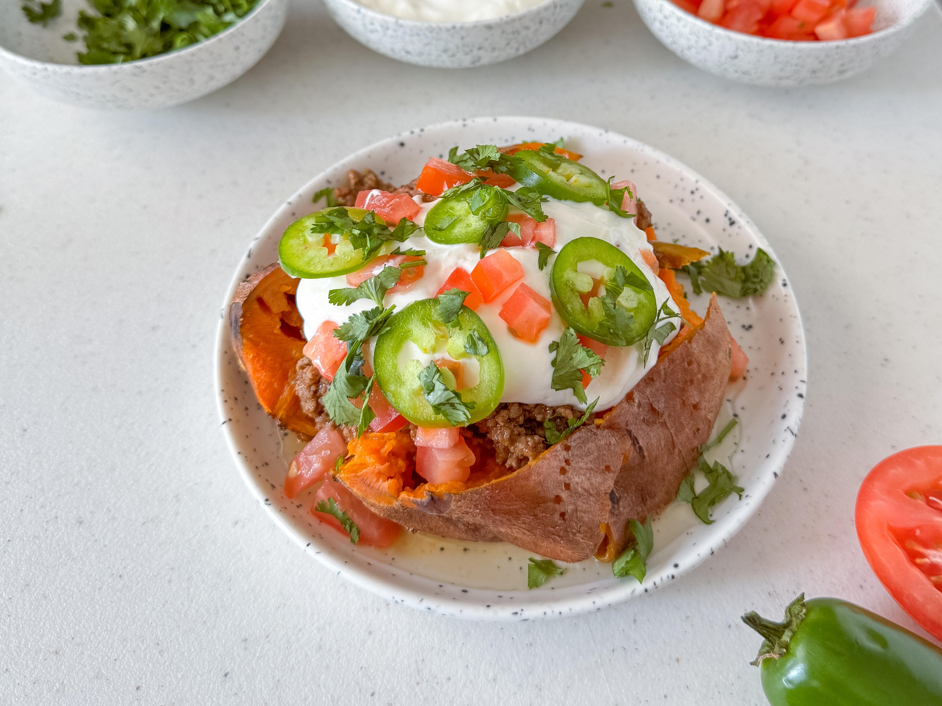 Loaded Taco Sweet Potatoes