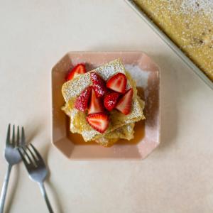 Sheet Pan Pancakes With Fresh Strawberries