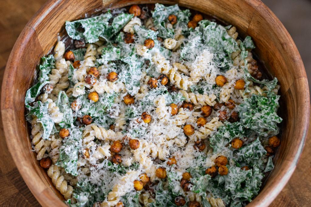 Kale Caesar Pasta Salad